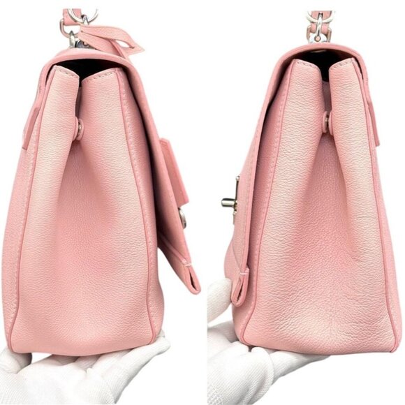 Authentic Louis Vuitton Soft Calfskin Lockme Top Handle Rose Ballerine Pink Bag - Picture 8 of 13